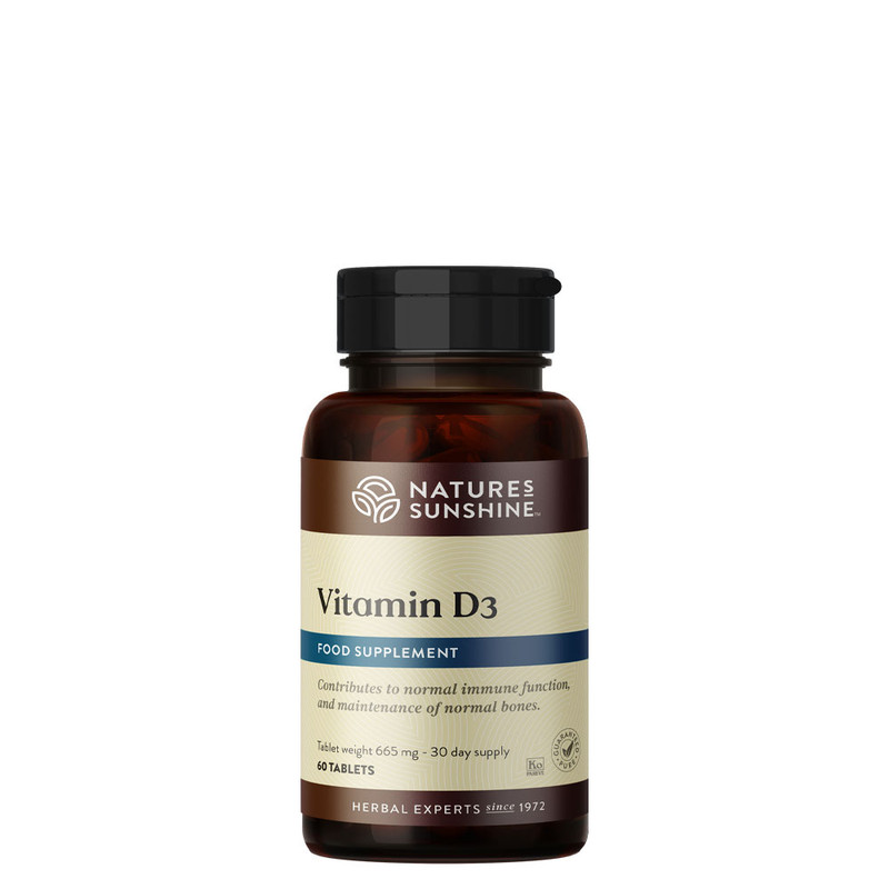 Nature's Sunshine Products Vitamin D3 (60 Vegetarian Tablets). Bottle 2023.