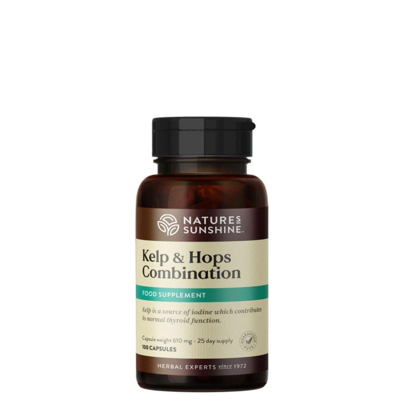 Nature's Sunshine Products Kelp & Hops Combination (100 Capsules). Bottle.