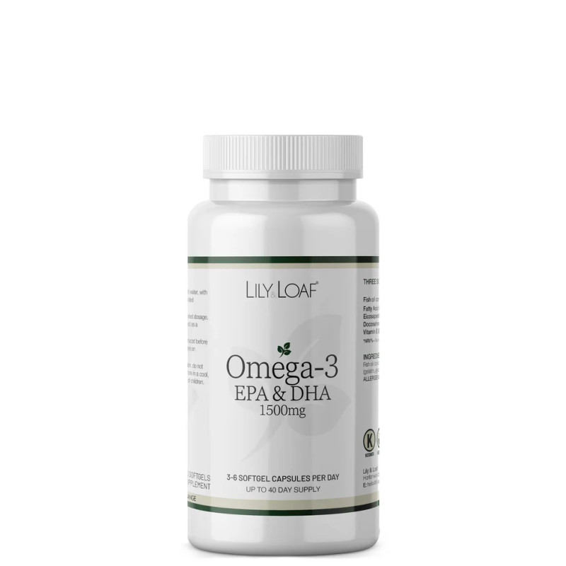 Lily & Loaf Omega-3 EPA & DHA 1500mg (120 Softgels). Bottle.