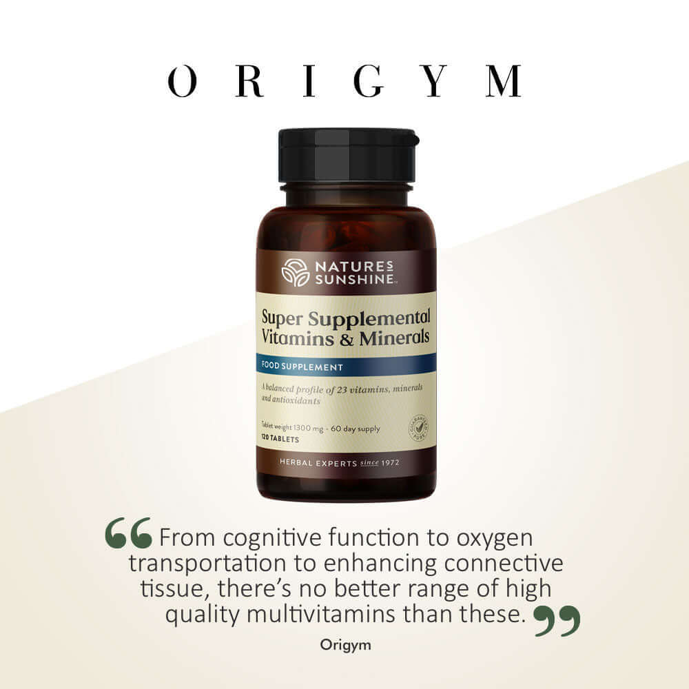 Nature's Sunshine Super Supplemental Vitamins & Minerals (120 Gluten Free Tablets) at Body and Mind Studio International Ltd as featured in Origym