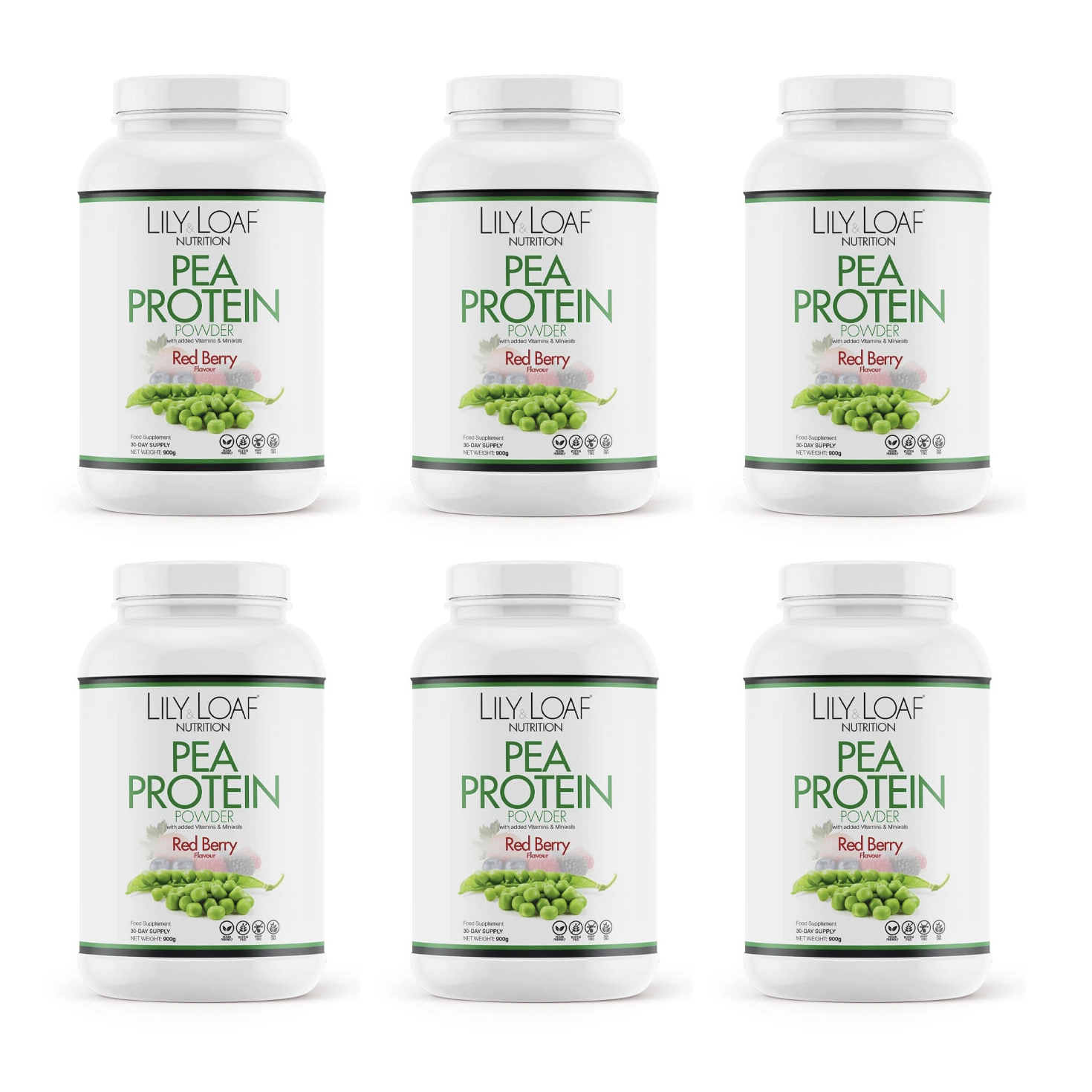 Lily & Loaf Nutrition Red Berry Flavour Vegan Protein Powder Money Saving 6 Pack at Body and Mind Studio International 