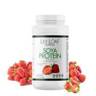 Strawberry Flavour Vegan Soya Protein Powder with Vitamins & Minerals (640g). Tub.