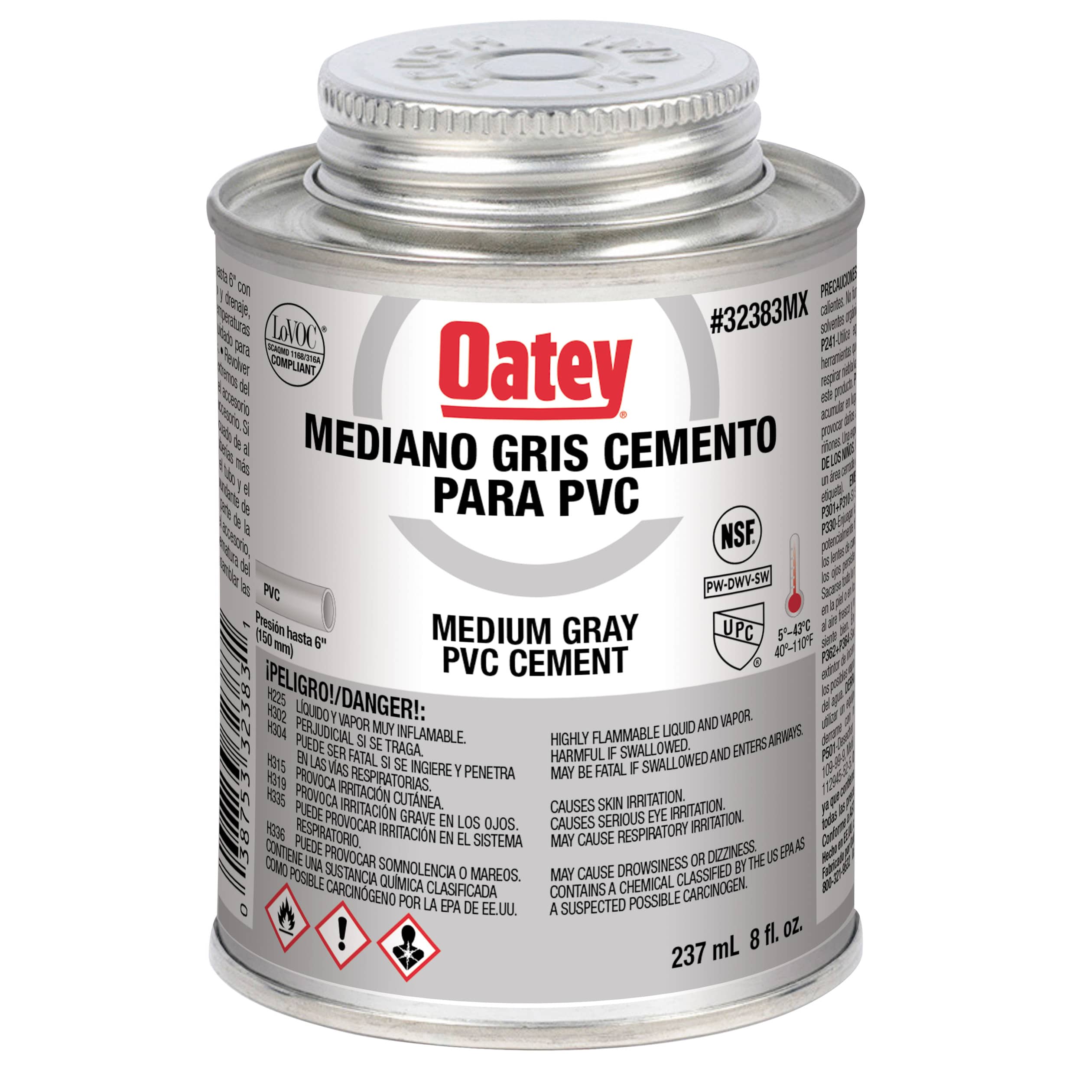 Cemento gris mediano para PVC