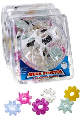 Mega Stretch Silicone Pleasure Rings - 72 Piece Fishbowl