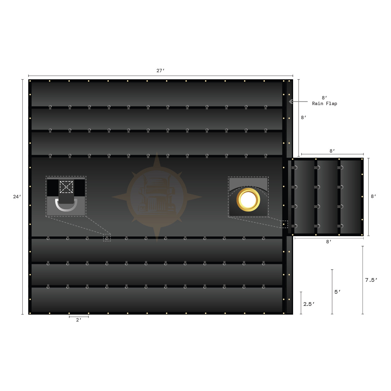 Lumber Tarp - Heavy-Duty Vinyl Options - 24' x 27' x 8' (8-Foot