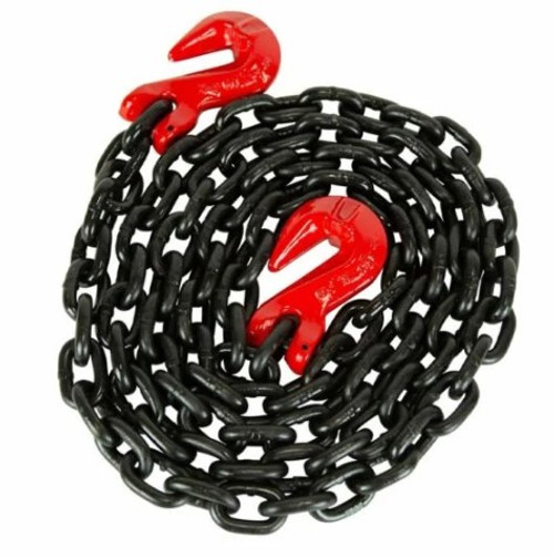 G-80 3/8" x  10' Cargo Chain w/ Clevis Grab Hooks 7,100 lb WLL