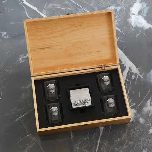 Manhattan 4-Piece Rocks Glass and Coaster Set