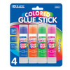 BAZIC 8g / 0.28 Oz Washable Colored Glue Stick (4/Pack)
