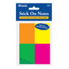 BAZIC 70 Ct. 1.5" X 2" Neon Stick On Notes (4/Pack)