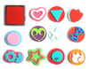 Fun Shape Stamp Set, 12ct. Assorted Shape & Color, Ink Pad Included