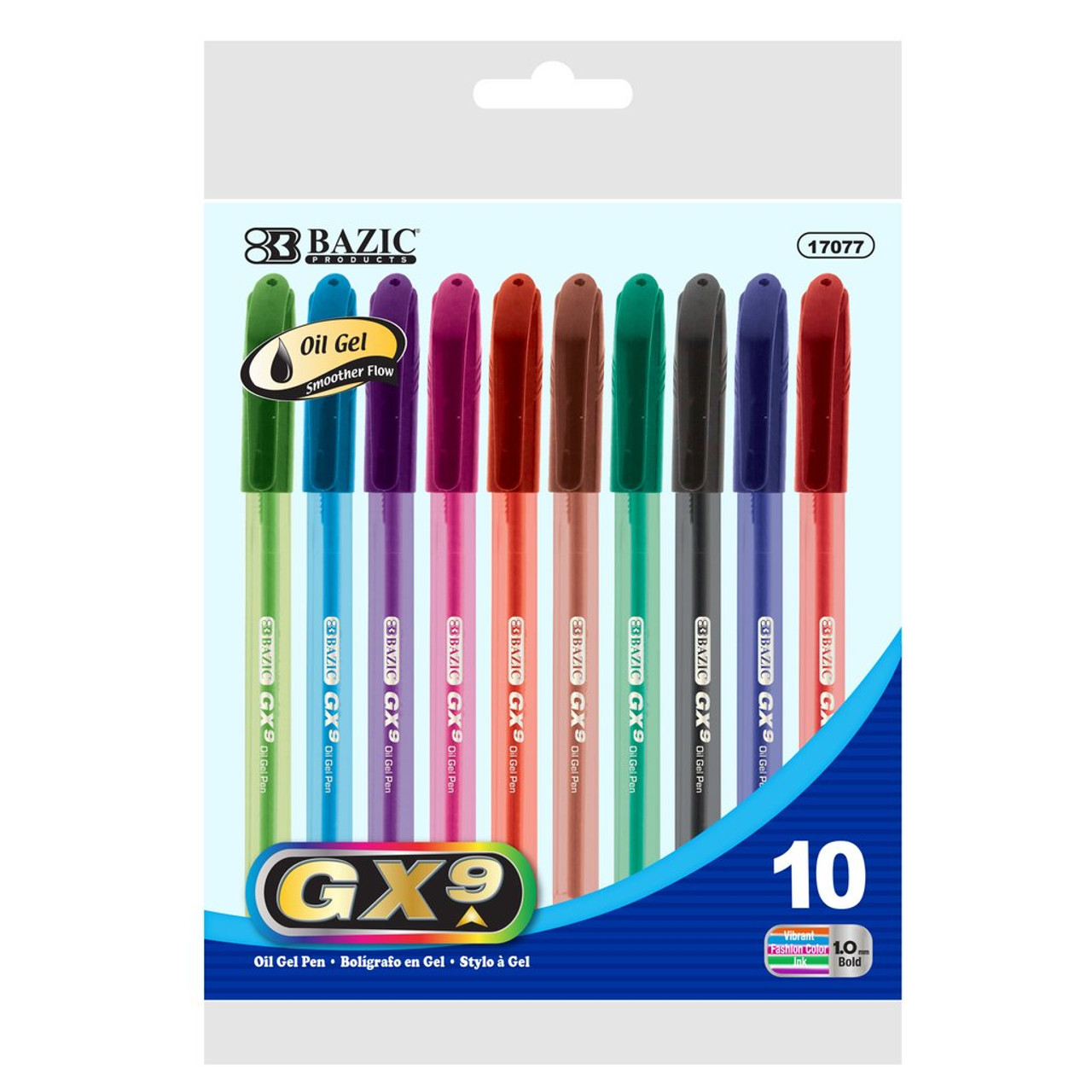 10 Color GX-9 Triangle Oil-Gel Ink Pen