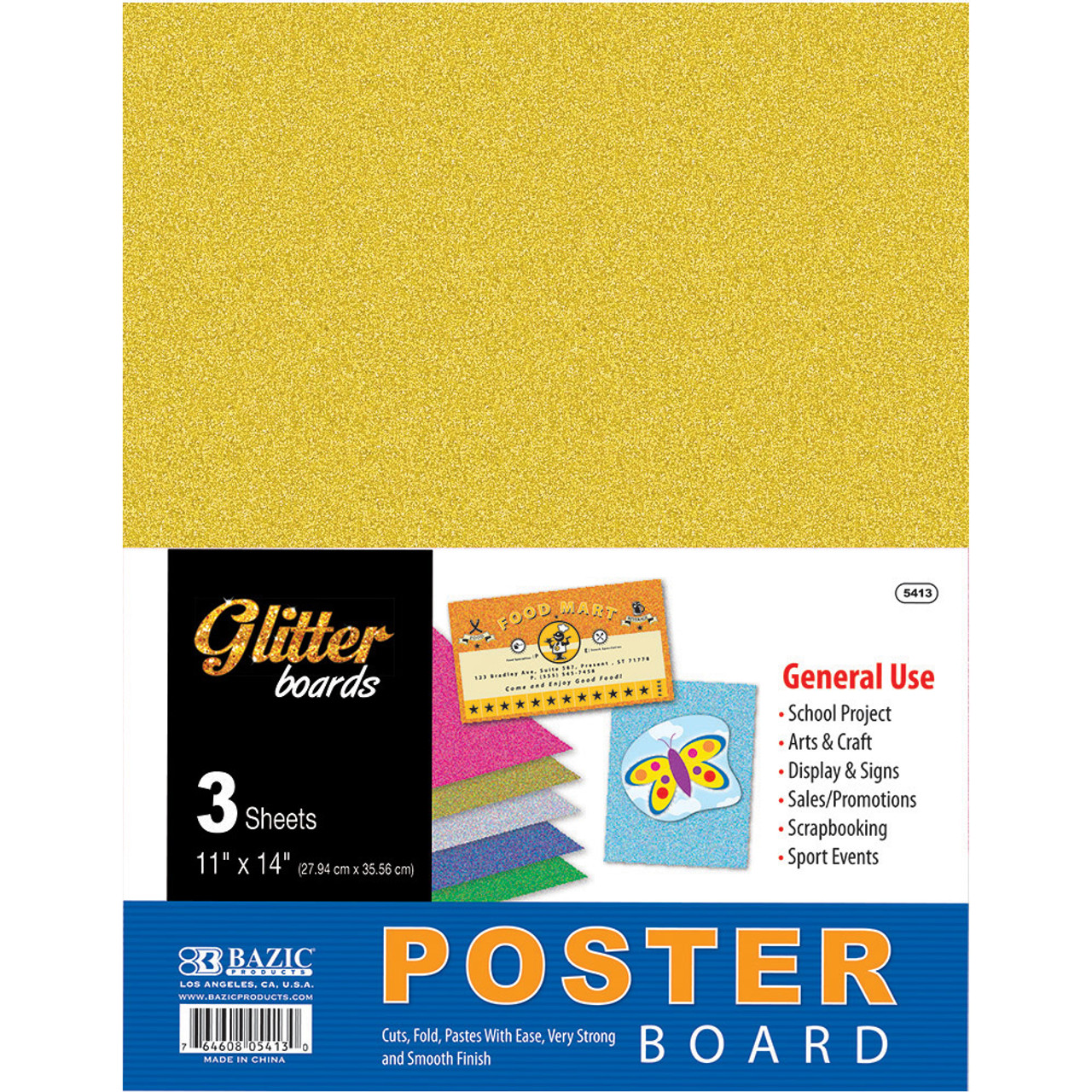 BAZIC 22 X 14 Asst. Color Poster Board (5/Pack) Bazic Products