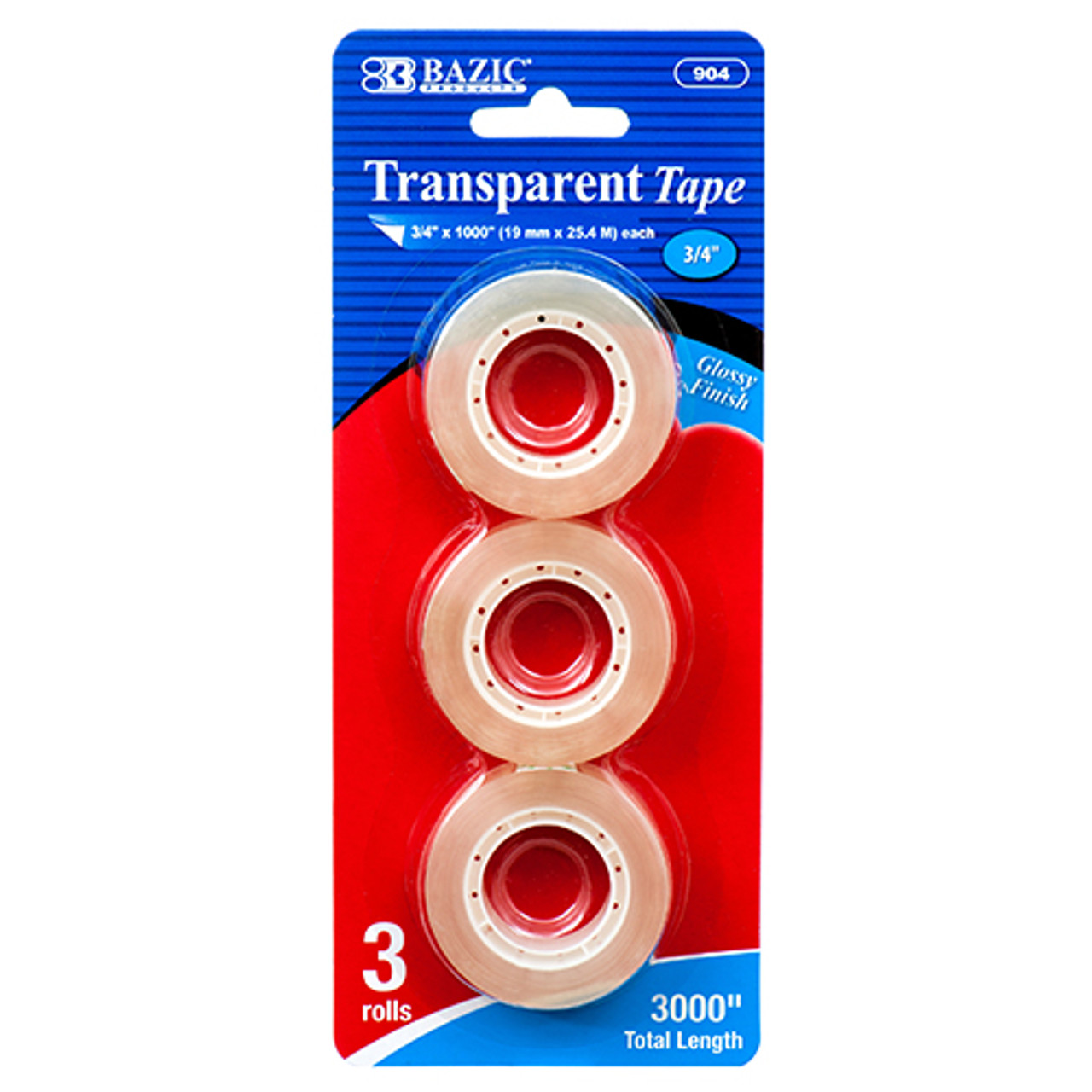 Bangkit Bazic 3/4 x 1000 Crystal Clear Tape Refill (3/pack)