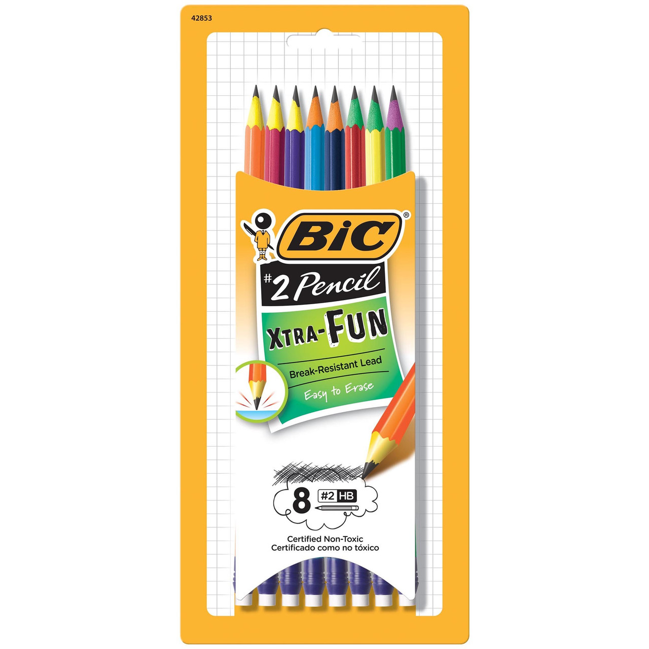 Bic Xtra Fun HB #2 Pencils For Kids Colorful Barrels Certified Non Toxic  Pack of 18