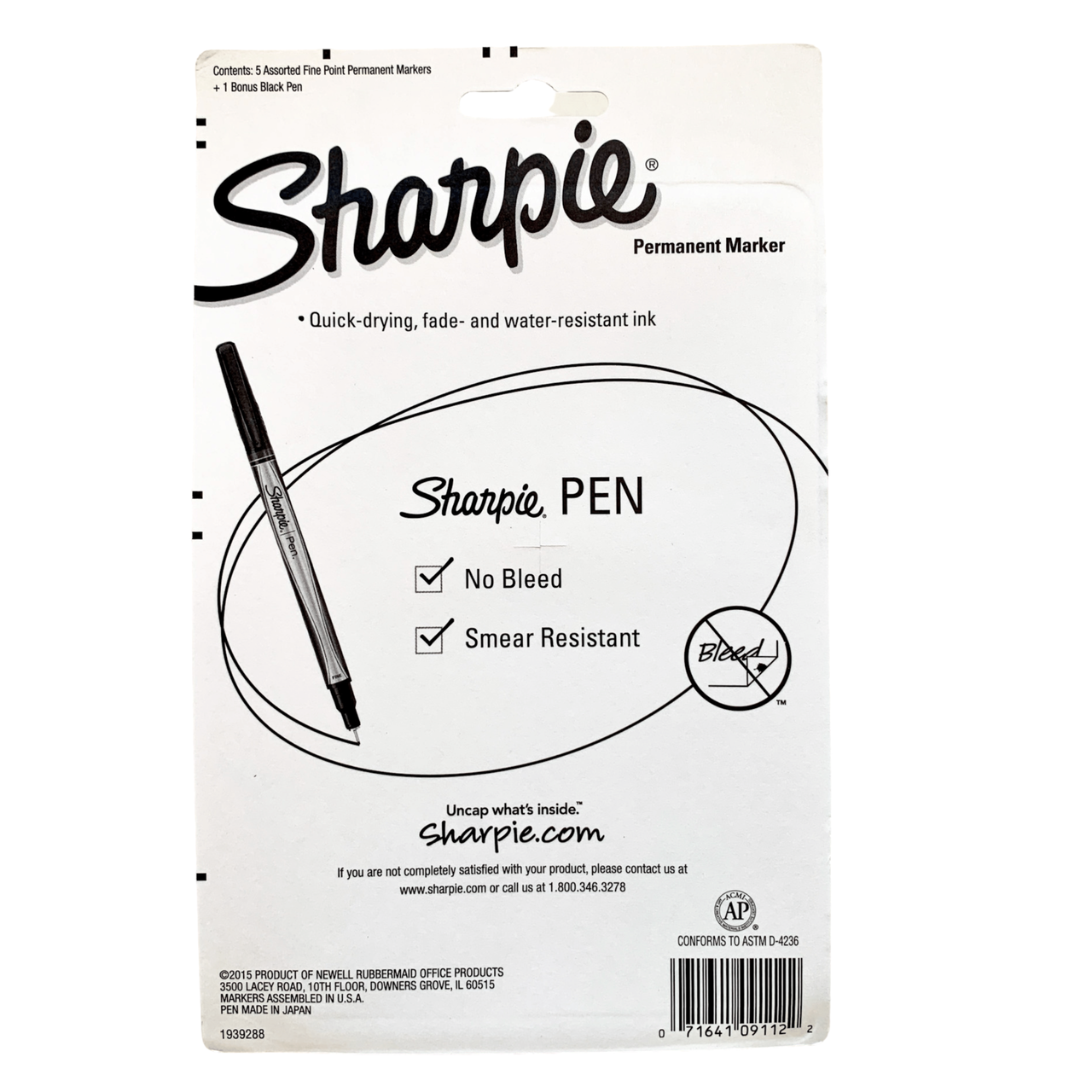 Sharpie FINE-TIP Marker Asst Color + Bonus Pen.