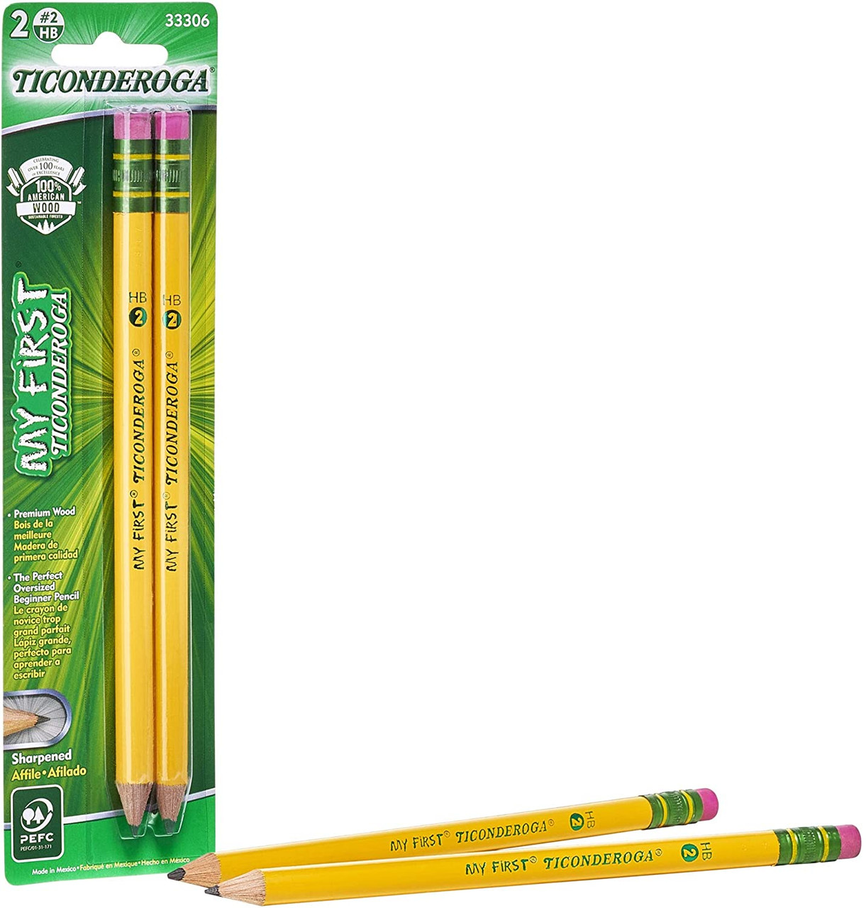 Dixon Ticonderoga Beginners Primary Pencils, 2, Yellow, Box of 12 (13308) 2 Pack