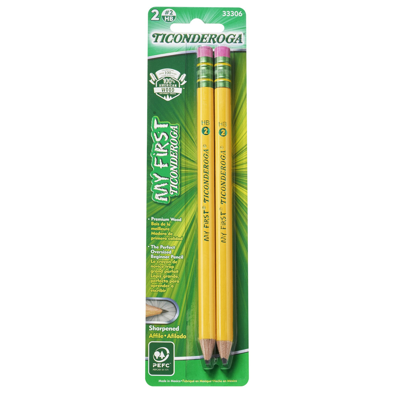 Dixon Ticonderoga Number 2 My First Beginner Pencil, Jumbo, Yellow Barrel,  2-Count