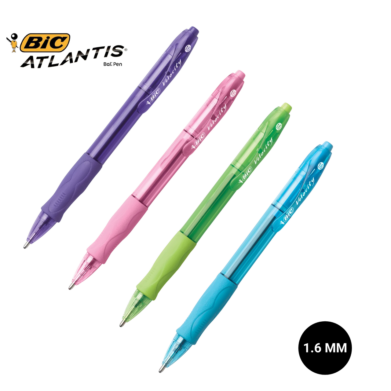 BIC ATLANTIS 1.6 mm (Velocity BOLD) Ball-point Pen 4pk.