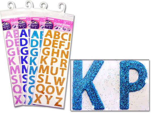 Glitter Alphabet Stickers 6 color options, Price Per One Unit Pack. Glitter Alphabet Stickers 6 color options, Price Per One Unit Pack.