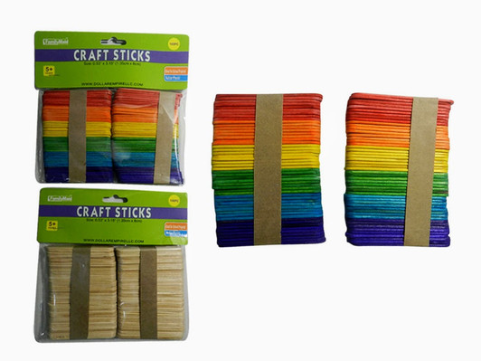 FAMILYMAID BRAND" CRAFT STICK 100PC WOOD+COLORED