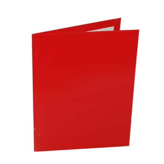 2-Pocket 12" x 9.375" Paper Portfolio, High Gloss Laminated finish on 1S, 3-hole Punched ( RED 185 C )