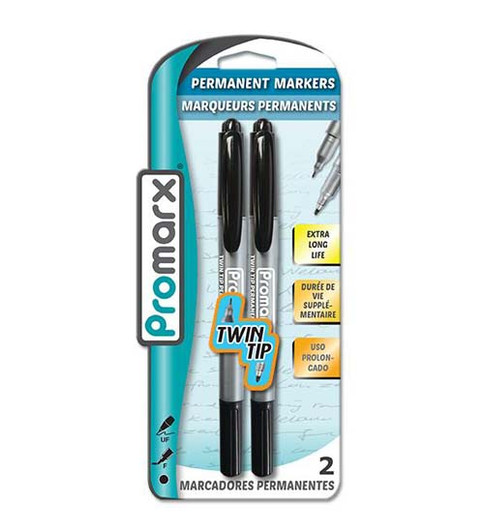 Promarx Permanent Marker Twin Tip 2ct