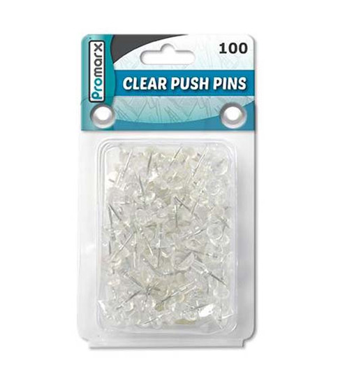 BAZIC Clear Push Pins, 100 Per Pack