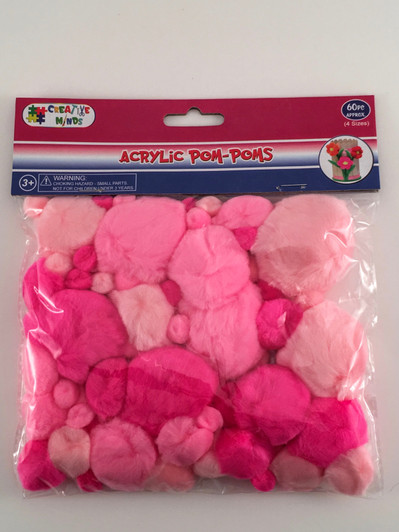 The Crafts Outlet Chenille Sparkly Pom Poms, Pink Porcupine, 1.0-inch  (25mm-), 10-pc, Pink