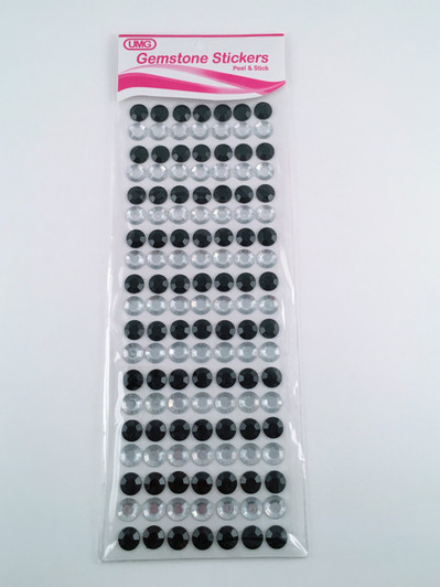 Gem Sticker 12MM Silver & Black Accent Gem Sticker 12MM Silver & Black Accent