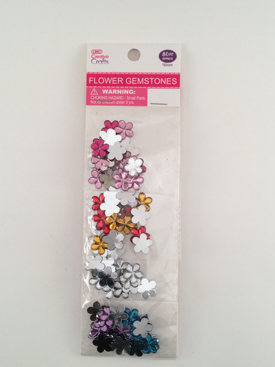 Flower Gems Stones,Size;16mm 80pk, Assorted colors.