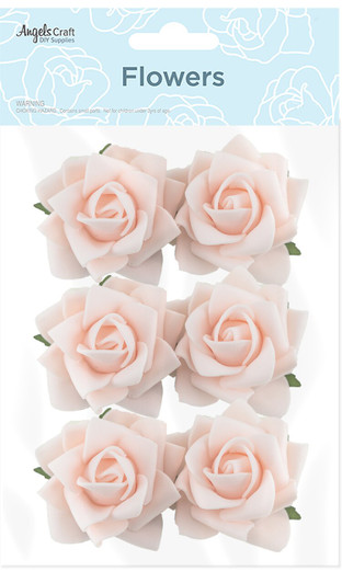 Foam Flower, Lt.Pink, 2.5", 6 ct Foam Flower, Lt.Pink, 2.5", 6 ct