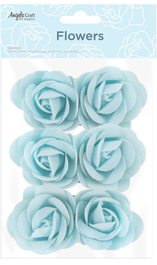 Foam Flower, Lt. Blue, 2", 6 ct Foam Flower, Lt. Blue, 2", 6 ct