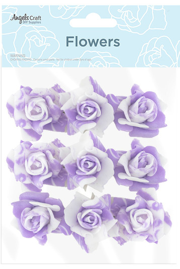 Foam Flower, Lavender/White Swirl, 1.5", 9 CT Foam Flower, Lavender/White Swirl, 1.5", 9 CT