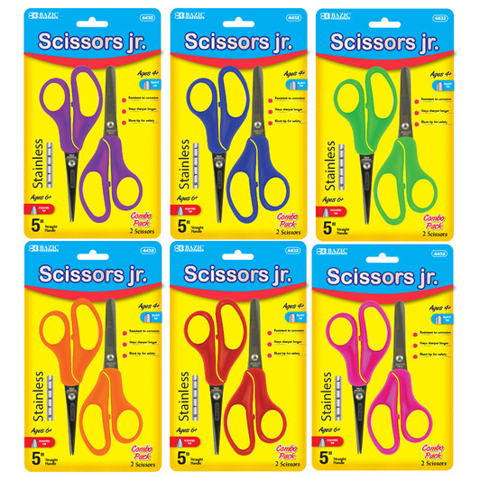 BAZIC Toddler Kids Safety Scissors 5 1/2, Safe Blunt Tip (2/Pack), 2-Pack