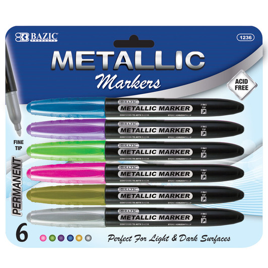 BAZIC Silver & Gold Metallic Markers (2/Pack) Bazic Products