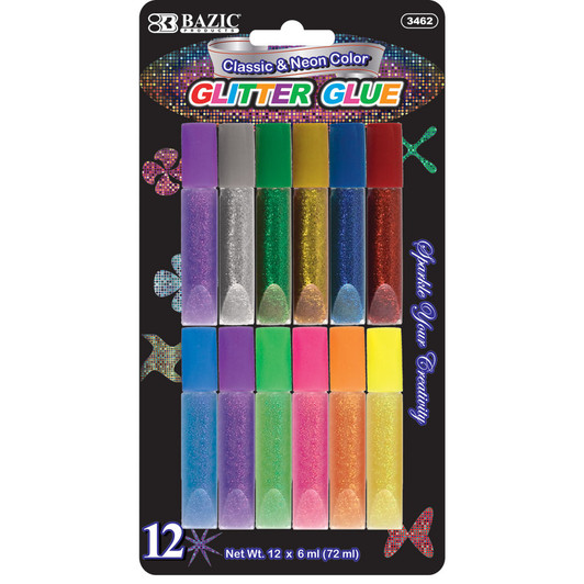 BAZIC 6 mL Assorted Color Mini Glitter Glue (12/Pack) BAZIC 6 mL Assorted Color Mini Glitter Glue (12/Pack)
