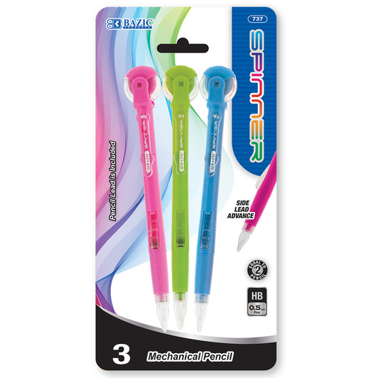 Spinner Top Eraser 0.5 mm Mechanical Pencil (3/Pack) (3/Pack) Spinner Top Eraser 0.5 mm Mechanical Pencil (3/Pack) (3/Pack)