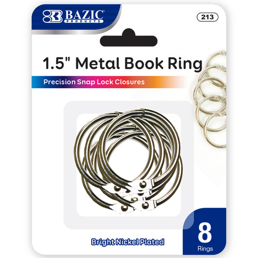 1.5" Metal Book Rings (8/Pack) 1.5" Metal Book Rings (8/Pack)