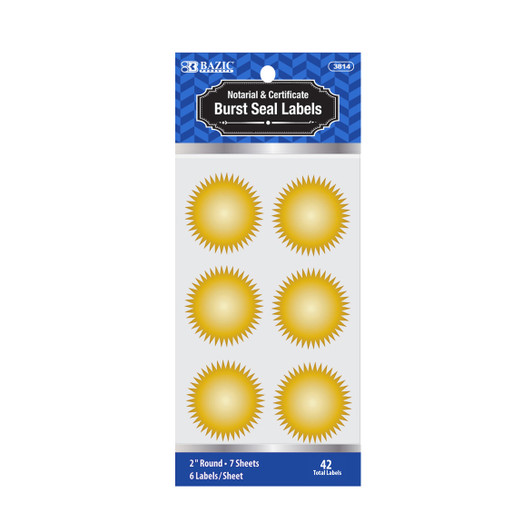 BAZIC 2" Gold Foil Notary/Certificate Seal Label (42/Pack)