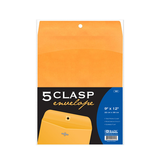 BAZIC 9" X 12" Clasp Envelope (5/Pack) BAZIC 9" X 12" Clasp Envelope (5/Pack)