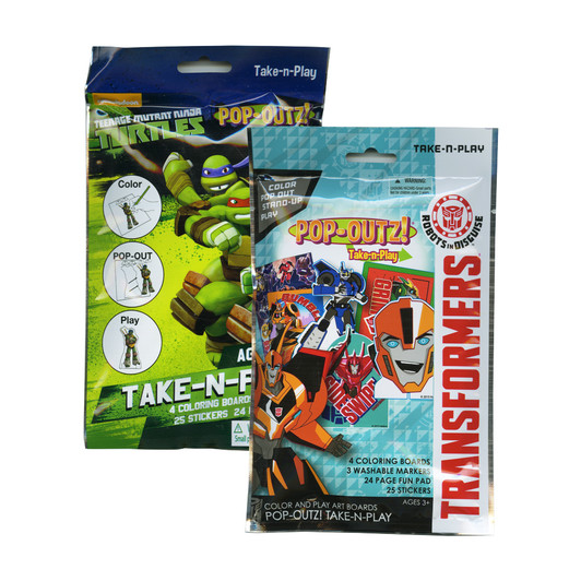 Take-N-Play Teenage Mutant Ninja Turtles Color and Play Activity kit, Includes Stickers, Crayons and coloring Pads.