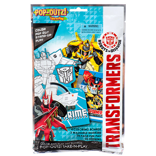 Take-N-Play Transformers Take-N-Play Color and Play Activity kit, Includes Stickers, Crayons and coloring Pads.