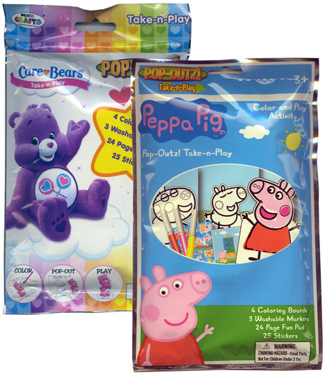 Take-N-Play Peppa Pig Color and Play Activity kit, Includes Stickers, Crayons and coloring Pads.