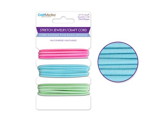 Jewelry / Craft Cord: 3m Stretch Cord 2.5mm 3Col/Card (1m ea col) /Item# CC566A