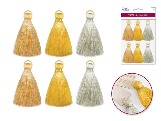 Craft Decor: 4cm Tassels x6 Asst -Item# CD552A Craft Decor: 4cm Tassels x6 Asst -Item# CD552A