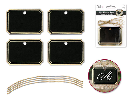 Craft Decor: Chalk-It-Up Tags w/Jute Cord x4 -Item# CD953D Craft Decor: Chalk-It-Up Tags w/Jute Cord x4 -Item# CD953D