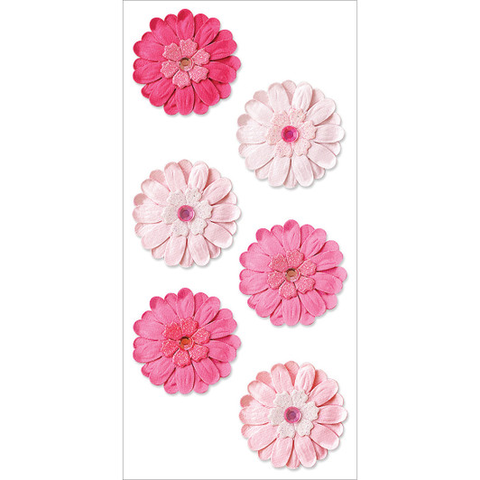 Floral Embellish: 30mm-33mm Embossed Layered Handmade Paper x8 w/Gems -Item# FE232B Floral Embellish: 30mm-33mm Embossed Layered Handmade Paper x8 w/Gems -Item# FE232B