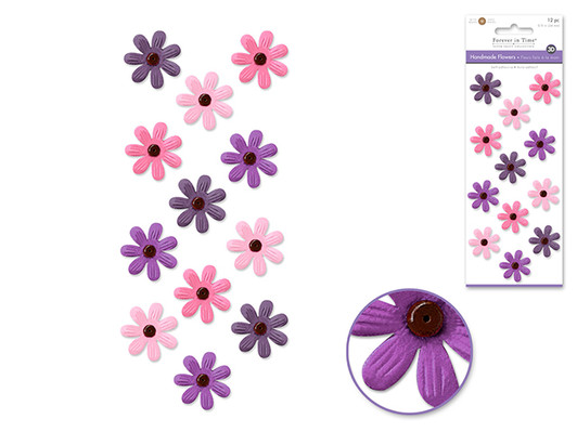 Floral Embellish: 24mm Embossed Handmade Paper x12 w/Buttons -Item# FE234B Floral Embellish: 24mm Embossed Handmade Paper x12 w/Buttons -Item# FE234B