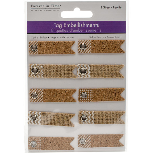 Paper Craft Embellishments: 1cm x 5cm Pennant Tags x20 w/Grommets mini burlap tags