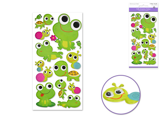 Paper Craft Sticker: 9cmx17.5cm 3D Puffy Animation Frogs Green Paper Craft Sticker: 9cmx17.5cm 3D Puffy Animation Frogs Green